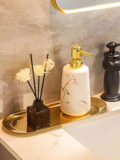 1 pieza Bandeja de tocador de estilo de lujo dorado, adecuada para el baño, el lavabo, el inodoro