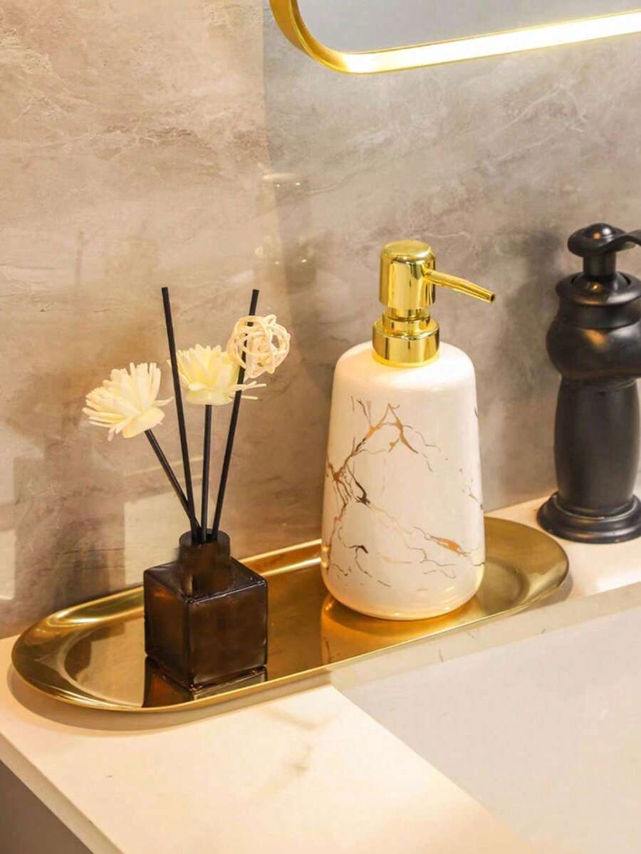 1 pieza Bandeja de tocador de estilo de lujo dorado, adecuada para el baño, el lavabo, el inodoro - Multicolor - Ver 1