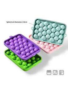 25孔硅胶冰格，迷你冰球制作器，带盖模具，威士忌冰格，制冰器，水果冰格，手工皂模具，家用制冰器，适合夏季居家使用，果汁冰格，冰箱冰格，适用于冷冻、鸡尾酒、威士忌、派对、酒吧、旅行、婚礼、生日、厨房、户外，冰模，保持饮品冰爽，厨房必备，居家必备 - 彩色 - 查看 10