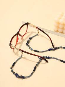 1pc Crystal Stone & Metal Eyeglasses Chain, Random Color - Blue-087 - View 4