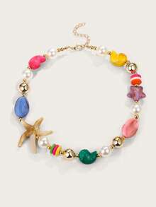 1 pieza Collar de mujer con colgante de estrella de mar y concha con estilo bohemio (color del accesorio al azar) - Multicolor - Ver 2