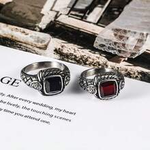 1pc Fade-Resistant Fashion Punk Hip Hop European & American Retro Style Unisex Stainless Steel Ring Accessories, Elegant & Fierce, Suitable For Men And Women - SA721 - 查看 6