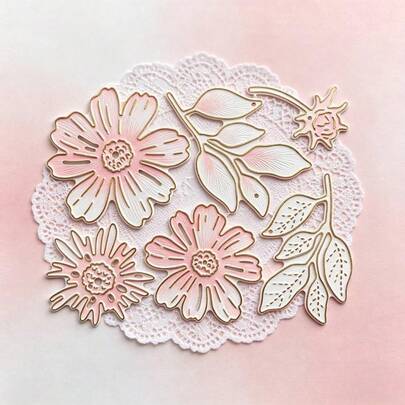 Flower & Leaves Metal Cutting Dies, Spring Floral Die Cuts Set For DIY Scrapbooking, Card Making & Journal Decor