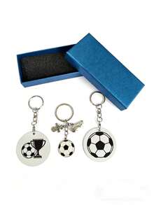 3pcs/Set Football Themed Keychain Gift Box, Fan Accessories Pendant, Creative Gift, Football Trophy Keychain, Metal Keyring, Suitable For Boyfriend Or Football Fan Gifts - Multicolor - View 5