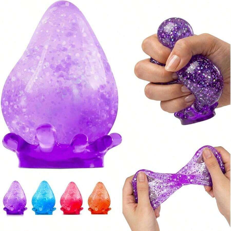 Nee Doh Jellyfish Squeeze Toys, Drop Malt Sugar Balls Relieve Stress, Sensory Toy With A Super Solid Squish For Adult, Squishy Ultra Squishy And Moldable Slow Rise (#Purple) - 紫色 - 查看 1
