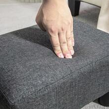 Linen Texture Ottoman Stool, Modern Style Footstool, Upholstered Stool For Bedroom, Living Room, Dark Gray - Dark Grey - View 5
