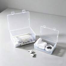 4 piezas Caja de almacenamiento multifuncional para joyas y cosméticos, a prueba de polvo y humedad con tapa, transparente, apilable (accesorios no incluidos) - Blanco - Ver 6