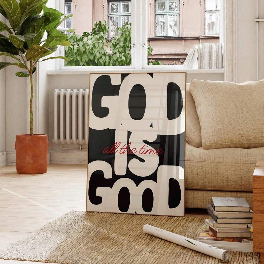 1件 God Is Good All The Time 牆面藝術畫 基督教印花畫布畫 信仰金句海報 現代基督教裝飾品 適用於客廳臥室 無框/有框/木製掛軸 - 圖案 - 查看 1