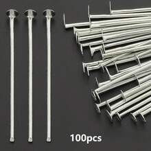 100个20mm/24mm/30mm/40mm/50mm混合尺寸平底别针，适用于DIY手链、串珠、耳钩、珠宝连接器、珠宝制作配件、耳环配件 - 平底針 - 查看 27