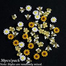30/20/10件装 3D卡通美甲饰品，可爱小蜜蜂、向日葵、雏菊，混合珍珠和水钻 - 春夏美甲设计，Y2K风格美甲装饰，沙龙配件和DIY用品 - 彩色 - 查看 12