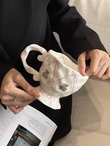 创意马克杯，复古釉下彩：手绘丝绸蝴蝶和泰迪熊图案，适合居家茶杯，可爱纪念品，返校佳品 - 彩色 - 查看 7