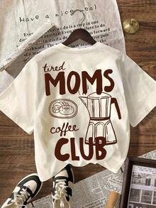 Áo thun nữ MOMS COFFEE CLUB họa tiết cà phê đá Espresso cổ điển, kiểu dáng tối giản, màu trơn, thích hợp mặc mùa hè. - Nhiều màu - Xem 2