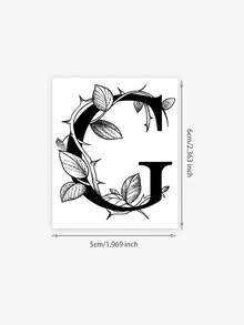 1pc Nature-Inspired Vine & Letter Temporary Tattoo, Niche Elegant Artistic One-Time Tattoo Sticker,Sketch Style - Black - View 9