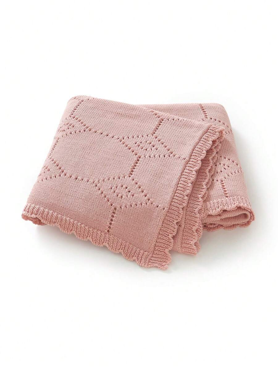 Chăn em bé dệt kim dùng được cả bốn mùa, chăn xe đẩy 100% cotton, khăn quấn cho trẻ sơ sinh, chăn trẻ em, đồ dùng cho bé - Hồng - Xem 1