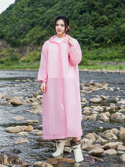 New Thickened Durable Transparent Portable Outdoor Rain Jacket, Front-Button Full Body Waterproof Raincoat For Hiking, Traveling