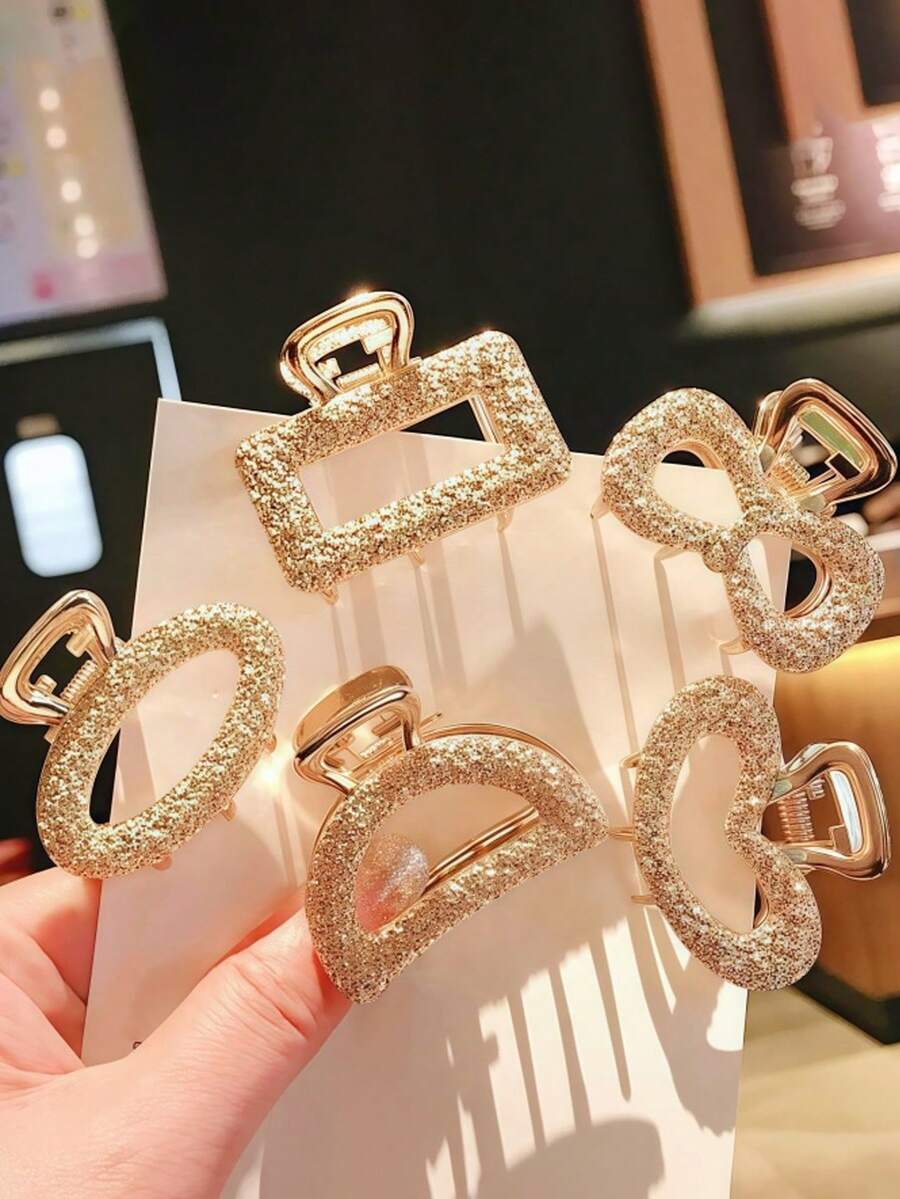 合金发夹配黑色发圈,马尾夹,优雅镂空防滑发夹,适合所有发质,送给女士、母亲、妻子、女儿、女友的可爱礼物,时尚发饰,适合日常、购物、工作、海滩、婚礼、派对、办公室、旅行、母亲节、生日、节日等场合。 - 彩色 - 查看 1