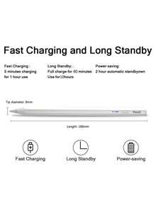 Lenovo Pulpen Stylus Heksagonal Kapasitif BP18BL, Universal untuk Android dan Apple, Anti-Salah Sentuh Layar Penuh untuk Penulisan yang Lancar, Pengoperasian Cepat Satu Tombol, Daya Tahan Baterai Lama dan Pengisian Daya yang Nyaman, Tampilan Baterai Real-Time, Putih - View 10