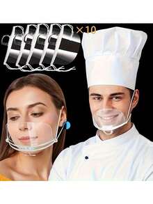 3pcs Reusable Transparent Face Shields, Waterproof Design Suitable For Beauty, Tattoo, Halloween, Restaurant And Other Scenarios, Durable And Fashionable Accessory - Multicolor - View 8