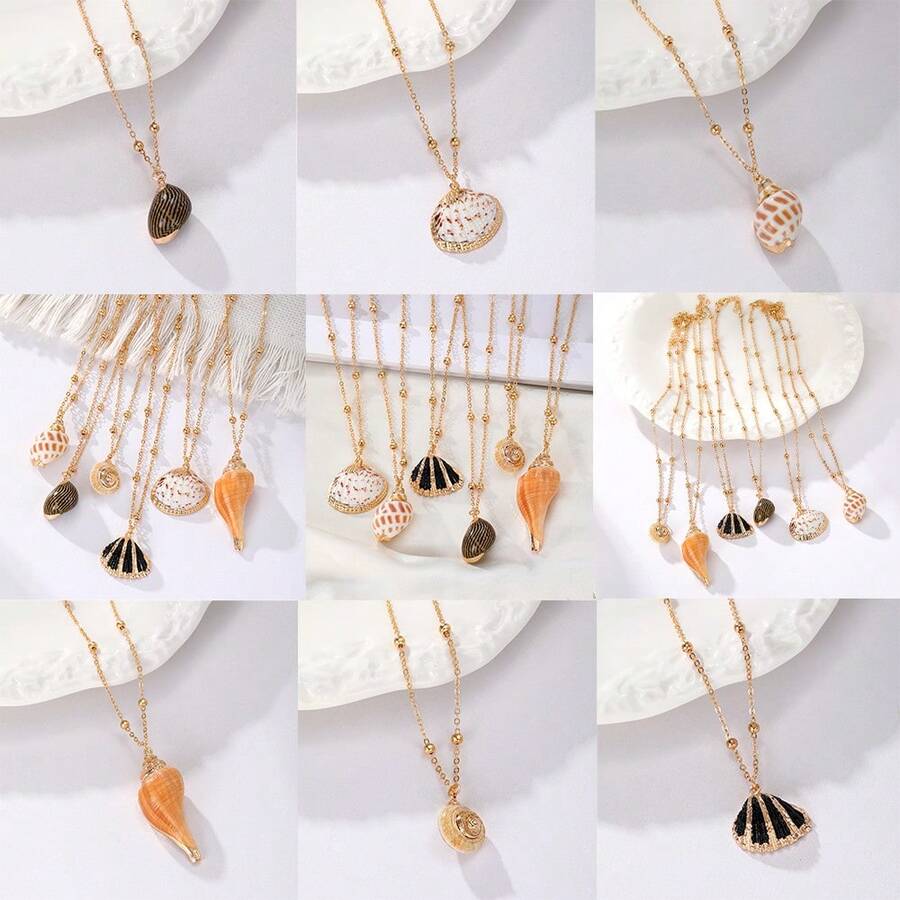 1 chiếc mặt dây chuyền hình vỏ sò biển mùa hè bằng kim loại (Giao hàng ngẫu nhiên) - XH92822399-22404 - Xem 1