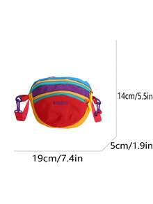 Colorblock Waist Bag | 6 Colors Available, Dual Zipper Compartments For Phone, Keys, Lipstick; Lightweight For Organized Travel; Adjustable Metal Buckle Strap, Instantly Converts From Waist Bag To Crossbody Bag; Suitable For Commuting, Shopping, Sports And Travel - Multicolor - View 7