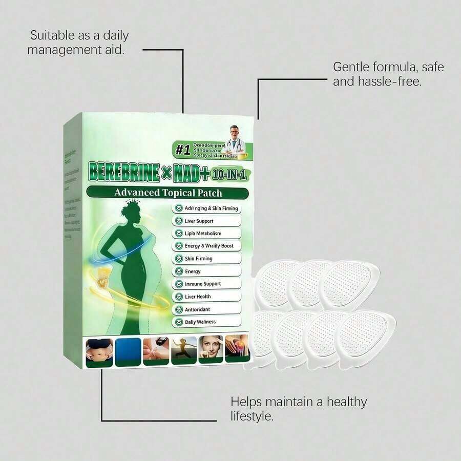 Berberine Patches Moringa 10-In-1 Advanced Nano Microdarts Patch, Moringa Berberine X Nad Patches, Firms Skin, Natural Ingredients Suitable For All Skin Types - 1 - Xem 1