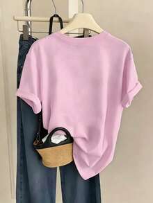 Women's Casual Summer T-Shirt, "Who's Dead?" Vintage PortraitGraphic Print Tee, 100% Cotton Comfortable Soft Top,Sporty Style, Perfect For Spring And Summer Outings. Soft, Draping, And Breathable Women's Casual Short Sleeve Top - Pink - View 3