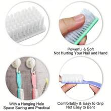2pcs Washable Colorful Soft Brush Nail Brush Clean Dust Repair Nails Plastic Straight Handle Nail Art Tool Set Salon/Nail Practice/Personal - Màu Hồng Tươi - Xem 5