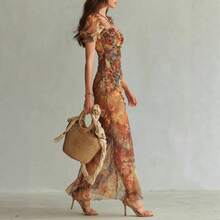 Mujer lleva un vestido de temperamento con volantes de caderas en el bolsillo - Multicolor - Ver 4