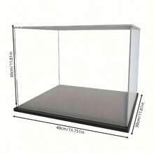 1 pieza Caja de exhibición de acrílico transparente, disponible en múltiples tamaños, caja de exhibición a prueba de polvo de plástico con base negra, adecuada para modelos de autos, figuras de acción, coleccionables, estatuas y exhibición - Caja expositora negra - Ver 27