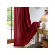 Plain Velvet Curtain With 8 Buttons (1 Piece), Soft And High Quality Fabric, Enhances The Style Of Your Home, Perfect To Complement Any Modern Decor Style. - Bordeaux - View 5