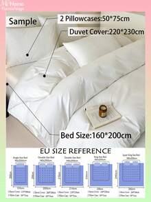 2/3件套白色床上用品套装，包含1个被套和2个枕套，柔软舒适，亲肤柔软，多种颜色可选，适合宿舍使用，简约时尚的家居装饰，柔软舒适的卧室床上用品，时尚套装，可机洗，不含填充物 - 奶油白 - 查看 3