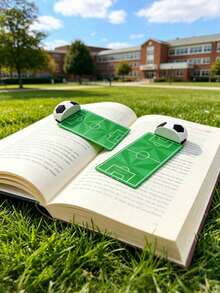 1 pieza Marcapáginas único con campo de fútbol 3D blanco y verde - Marcapáginas de papelería creativa, de dibujos animados y lindos, adecuado para amantes de los libros y decoración de libros - Marcapáginas de fútbol - Ver 11