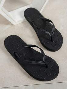 Women's Flat Thong Sandals, Comfortable Fashion Versatile Beach Slippers For Summer, Suitable For Beach, Resort - Black - View 6