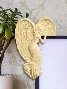 1 pieza Escultura de marco de puerta con alas de ángel de resina vintage, decoración de rincón en relieve 3D, decoración del hogar romántica, adecuada para sala de estar y dormitorio, regalo perfecto para confort y conmemoración - Múltiples estilos - Ver 5