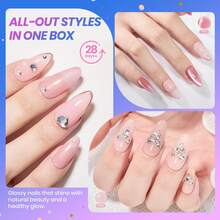 75PCS Beetles Jelly Gel Nail Polish Set, Christmas Gift Box Nude Sands Collection, Nude Pink Milky White Glitter Silver Cat Eye, With Base, Glossy & Matte Top Coat, Winter Salon Home DIY Manicure Gifts For Women - 20 Màu Cát Tựa - Xem 4