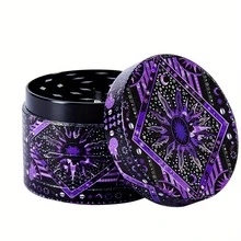 Celestial Sun Moon 4-Layer Zinc Alloy Herb Grinder-50mm/2in - Purple - View 7