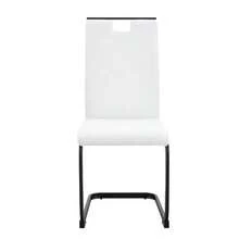 Dining Room Set With Round Marble Dining Table & Dining Chairs, Modern Kitchen Set Made Of Faux Leather & Cantilever Metal Frame For Dining Room & Kitchen - White - View 8
