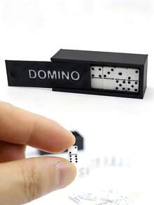 1 Set Mini Domino Model With Storage Box, Miniature Black Domino Boxed Model, 28pcs Mini Realistic Domino Tiles, Model House Collection Accessories - Miniature Dominoes - View 2