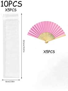 10pcs/Set Summer Essential Simple Paper Folding Fans, White And Colorful Styles, Portable Hand Held Fans Suitable For Weddings, Parties, Christening Ceremony Bride Gifts, DIY Decor And Photography Props,Festival,Accessories - Multicolor - View 37