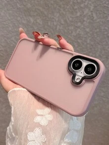 Minimalist Matte Pink Hard Case, Acrylic Material, Stepped Lens Design, 2.0mm Thickness, Lotus Root Pink Phone Case Suitable For IPhone 17 Pro Max/17 Pro/17/16/16 Pro Max/16 Pro/15/15 Pro Max/15 Pro, Reinforced Protective Cover - Dusty Pink - View 8