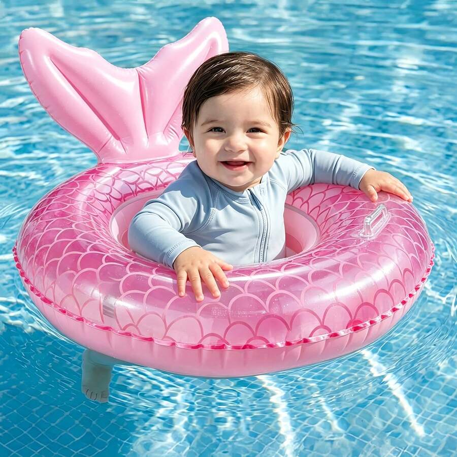 Baby Swimming Ring, Inflatable Raft With Handles And Seat, Children's Waist Floating Ring, Children's Bathtub Beach Party Toys, Infant Swimming Ring - Pink - View 1