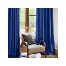 Plain Velvet Curtain With 8 Buttons (1 Piece), Soft And High Quality Fabric, Enhances The Style Of Your Home, Perfect To Complement Any Modern Decor Style. - 藍寶石 - 查看 7