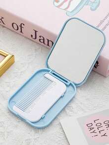 Women's Foldable Portable Makeup Mirror & Comb Set, Creative Compact Makeup Mirror, Suitable For Travel, Mirror And Comb Combo - Multicolor - View 6