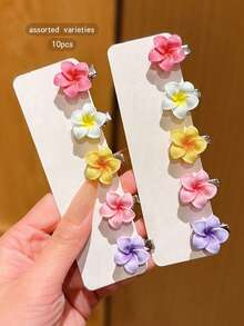 10pcs Colorful Cute Floral Hair Clips, Affordable Daily Hair Accessories - Multicolor - View 2