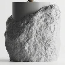 ORIZZONTE Decorative Vase With Rock Effect Base – Contrasting Texture And Natural-Contemporary Style, Ideal For Home Decor, Centerpiece Or Flower Holder, 100% Made In Italy, Shipping From Italy - 銀色 - 查看 3