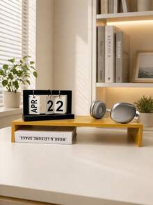 1pc Wooden Computer Monitor Stand With Storage Space, Suitable For Office Desk Organization, Laptop Stand, Desktop Storage And Room Decor - View 5