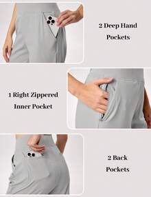 KEFITEVD Women's Golf Pants UPF 50+ High Waisted Stretch 7/8 Ankle Dress Work Casual Slack Summer Travel Pants 5 Pockets - Màu Xám nhạt - Xem 5