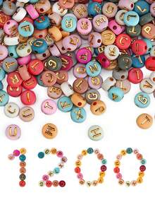 3x7mm Colorful Round Letter Beads, Suitable For Bracelet Making, Plastic Letter Beads For Jewelry DIY, Colorful Beads With Gold Letter Friendship Bracelet, Mother's Day Gift - View 1