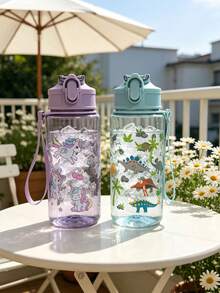 1pc 500ml Cute Children's Water Bottle With Straw, Portable For Outdoor/School Use, Best Gift For Kids - Multicolor - View 11