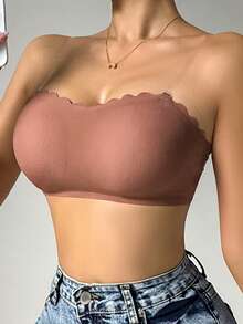 1 chiếc áo ống không gọng, dây đeo trong suốt, có thể tháo rời, dành cho nữ, kiểu dáng thoải mái. - màu nâu - Xem 6